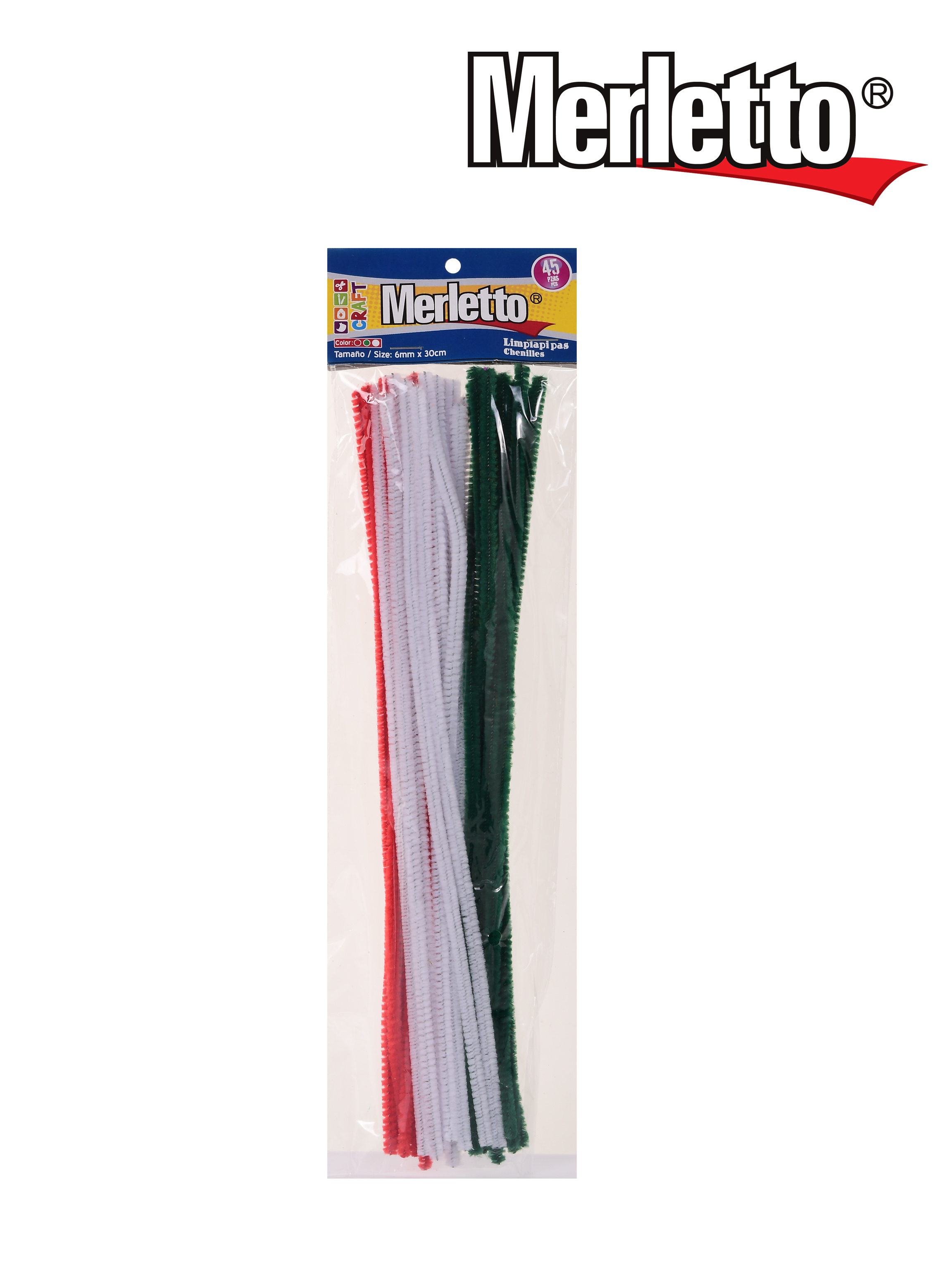 LIMPIA PIPA 30CM TRICOLOR 45PC MTO