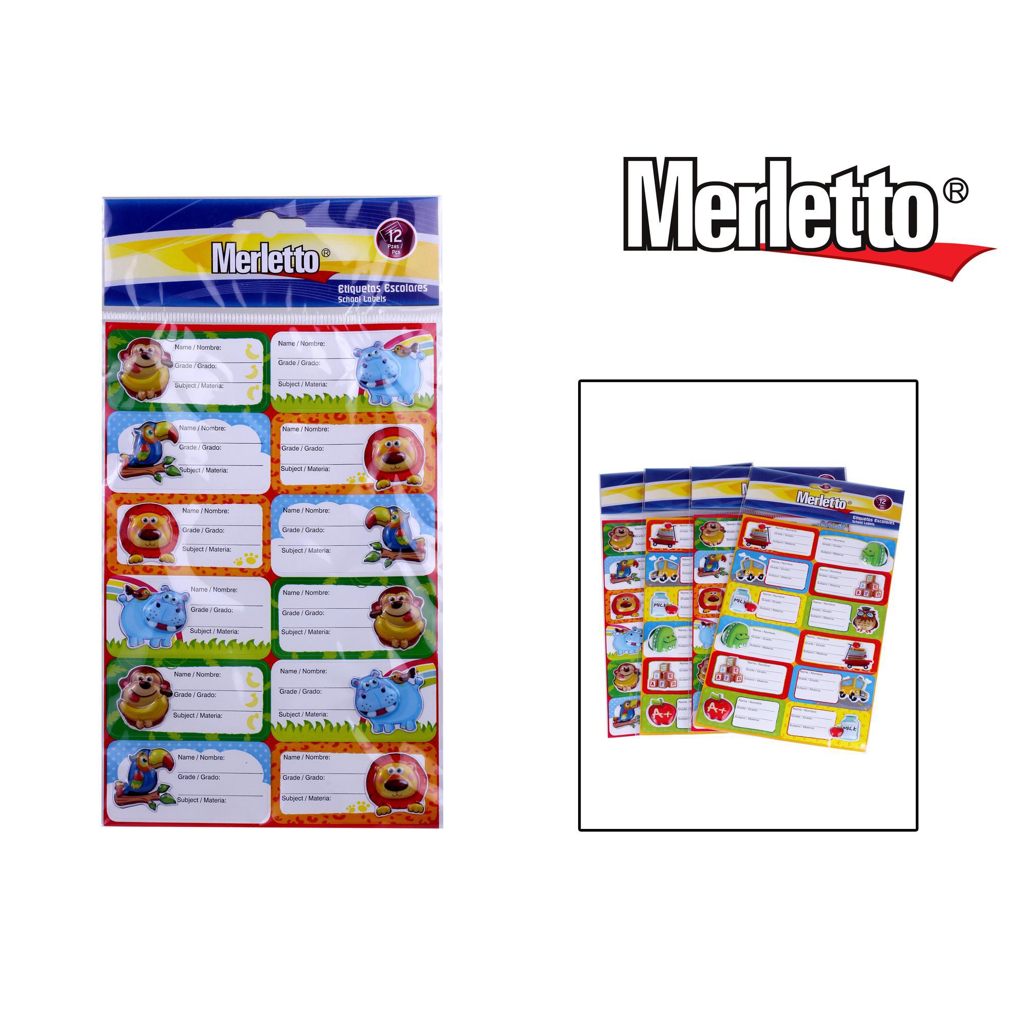 ETIQUETA ESCOLAR 12PC NIÑO MTO