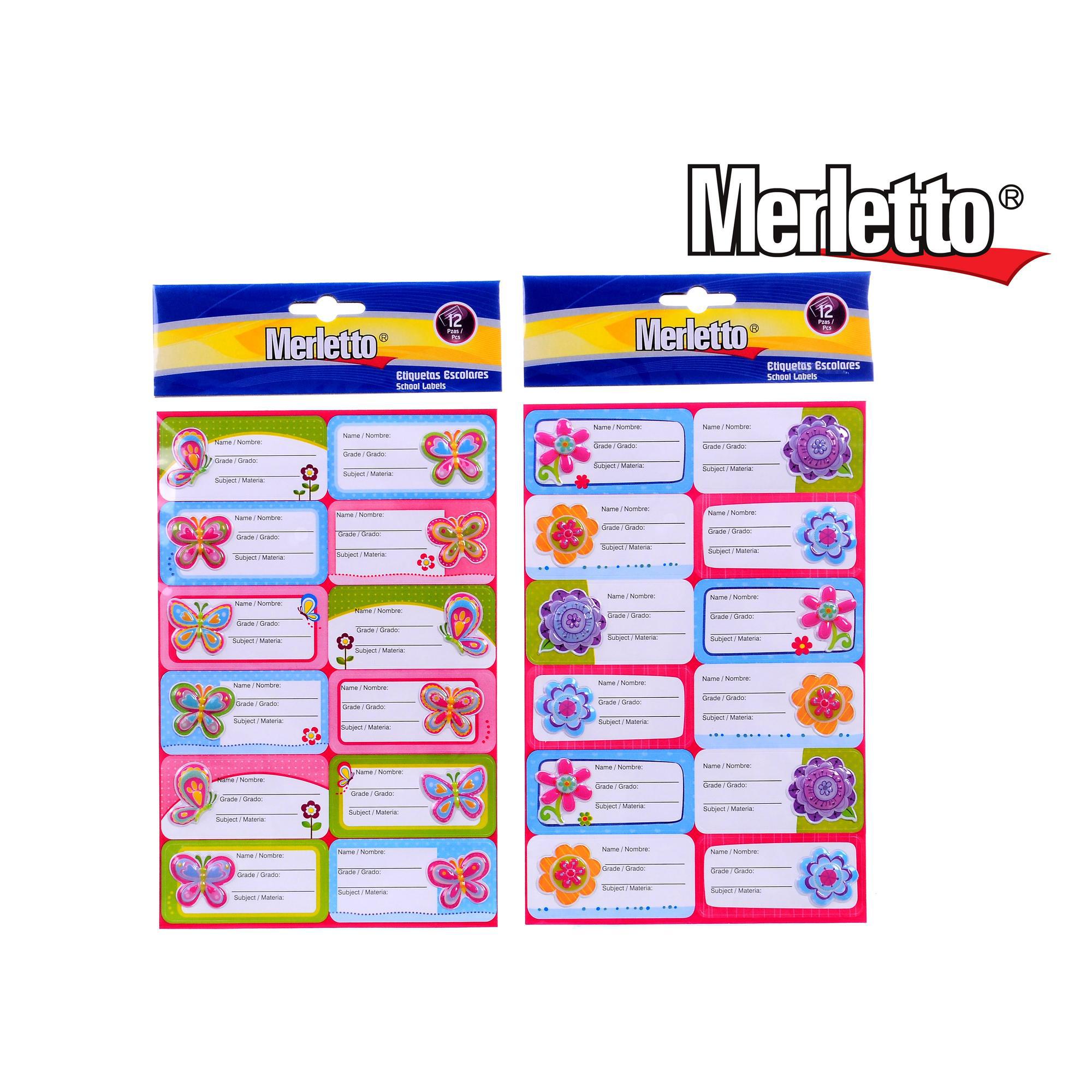 ETIQUETA ESCOLAR 12PC NIÑA MTO